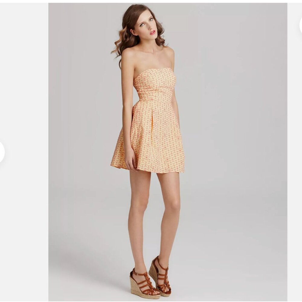 Lilly Pulitzer Felicity Starfruit Yellow Fly Away Eyelet Strapless Dress -6